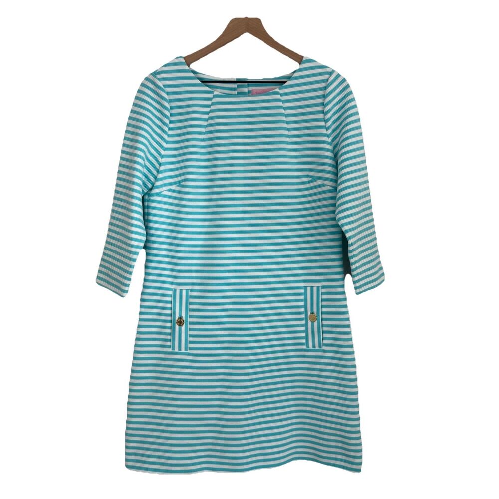Lilly Pulitzer Turquoise Striped Charlene Shift Dress